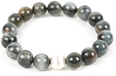 Jewelry Cat's Eye Bracelet, Grey Green Gemstone Bracelet, 10mm Gemstone Statement bracelet - Handmade Gemstone Jewelry