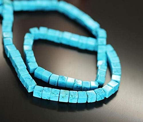 1 Strand Turquoise Square Box Smooth 16'' Long Strand Gemstone Beads, Jewelry Supplies for Jewelry Making, Bulk Beads, for Meditation Jewellery for Reiki Healing Mystic Gemstone Size 4mm to 5mm
