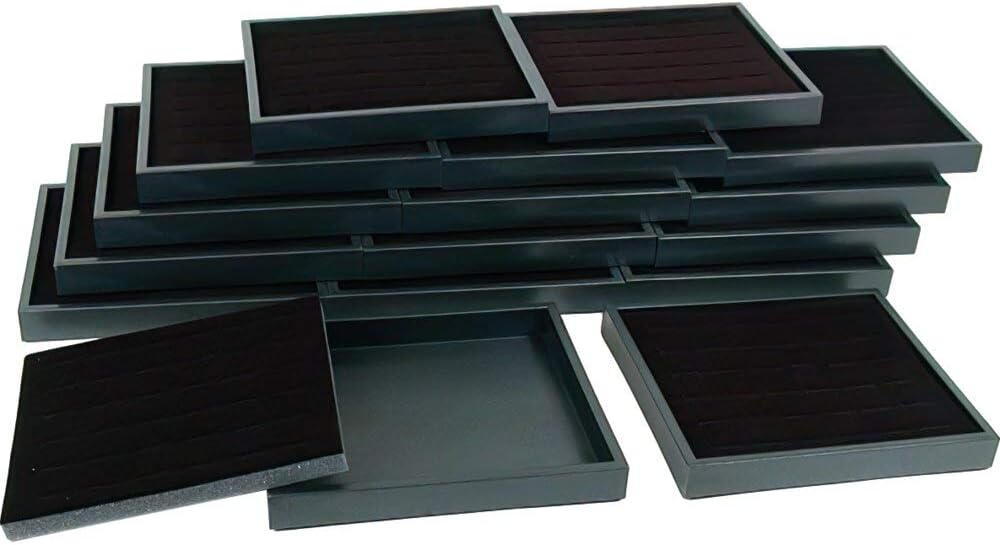 12 36 Slot Black Ring Display & Travel Trays