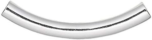 100 Silver Plated Brass 26x3.2mm Curved Tube Noodle Beads with 2-2.5mm Hole