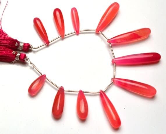 6 inch Strand of Natural Chalcedony 17-35mm Drop Smooth briolette Beads for DIY Jewelry Making. |BRIO_01641