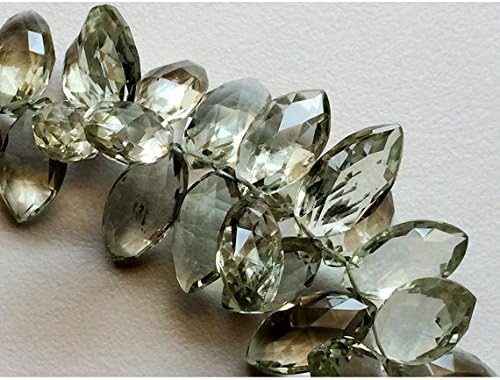 13 inch natural beads strand of 15x10mm faceted marquise green amethyst gemstone briolletes beads for DIY jewelry - necklace, bracelet, earring, ring.