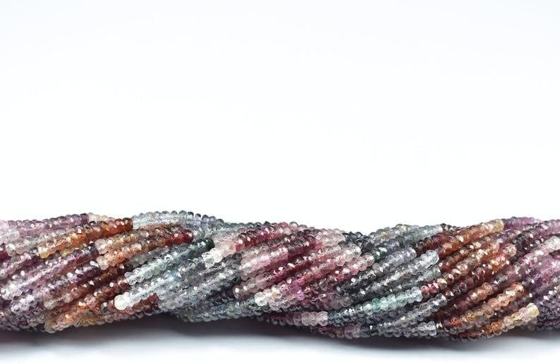 Natural Multi Spinel roundella Faceted Beads 3.5mm 13 inch Long String Jewelry Making Gemstone Beads for Necklace Bracelet