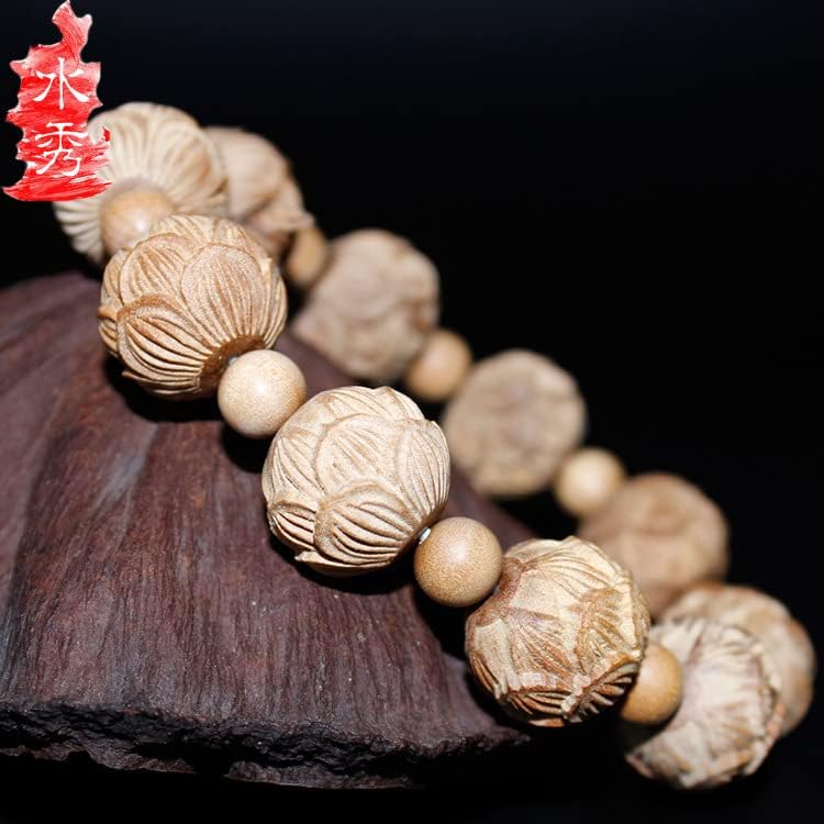 东加老山檀香莲花雕刻佛珠手串 2.0M 1.8M 1.5M(东加老山檀香莲花15M)