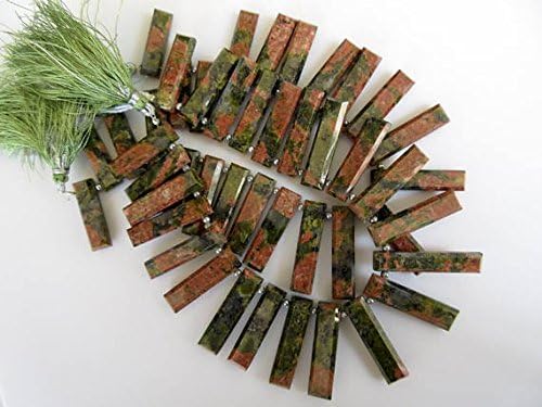 natural unakite long baguette shaped step cut side drilled faceted cabochon, unakite briolette beads, unakite jewelry 4