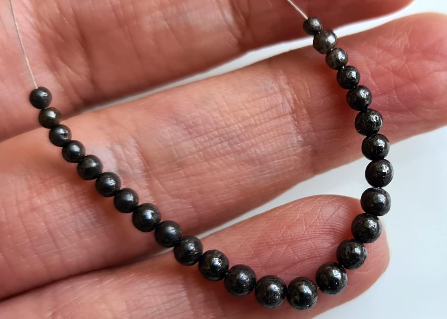 Natural Black Smooth Polished Round Diamond Bead, 2-3.5 mm Rare Diamond Ball Shape Bead for Necklace (6 Pcs To 12 Pcs) - APKJ2