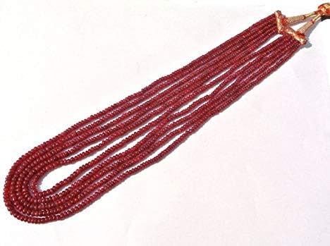 JEWELZ 7 strands necklace natural ruby smooth rondelles size 3-5mm length 16-19 inches strand.