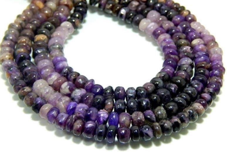 13 inch Strand of Natural gem Charoite, 4x6mm rondelle Smooth Beads for DIY Jewelry Making. | Beads_03172