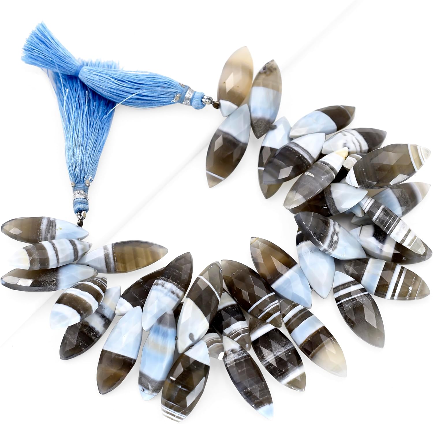 Natural Owyhee Boulder Opal Gemstone Loose Beads for Jewelry Making DIY Bracelet Necklace 8 Inch Strand Treated Color Faceted Crystal Stone Briolette Marquise Gems Crafting Bead