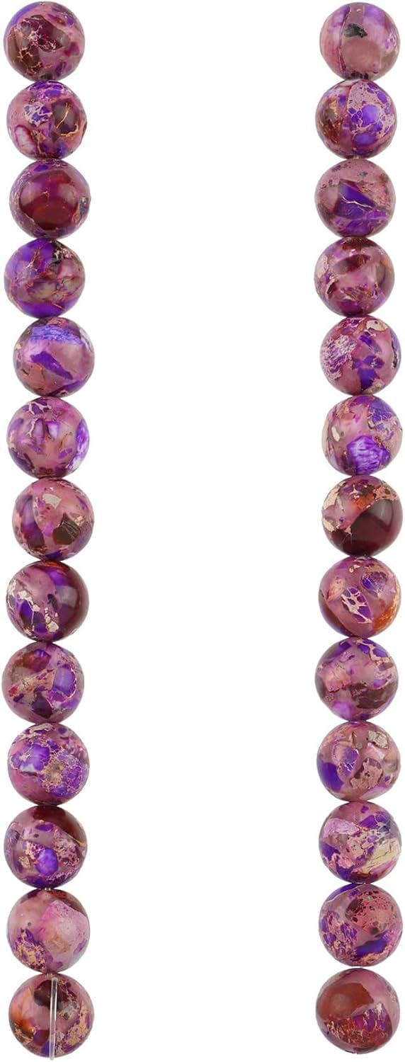 Bead Landing Purple Dyed Imperial Jasper Round Beads, 12 Pack