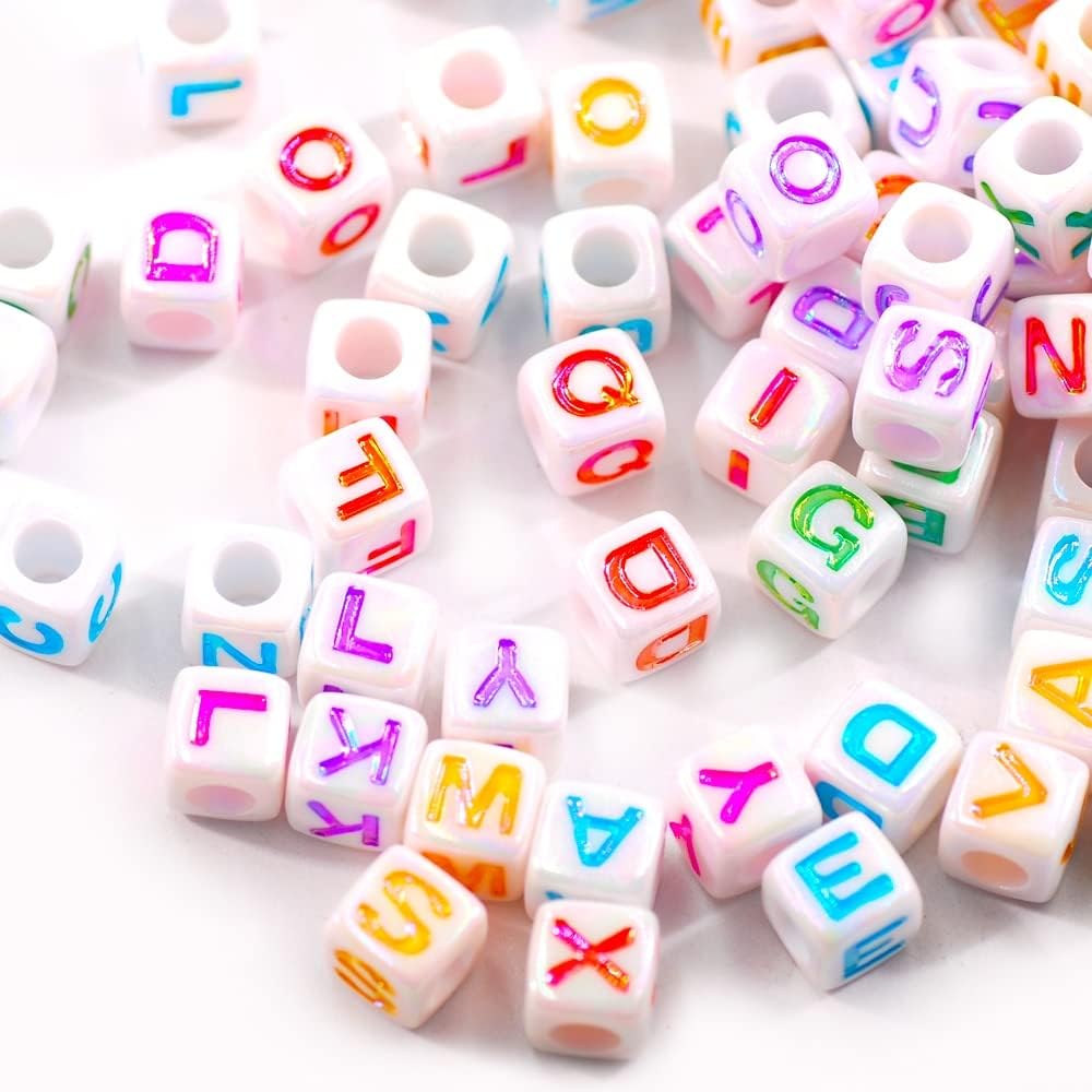 Davitu Handicrafts Tool English Alphabet Square A Z Acrylic Letter Beads 6/7mm Alphabet Enlightenment Toy Beads |Beads| - - (Item Diameter: 6x6mm 2500Pcs)