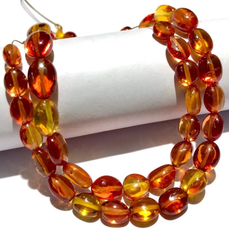 Natural PADPARADSCHA Sapphire Oval Smooth Beads 5-8 MM 16 inch Long String Jewelry Making Gemstone Beads for Necklace Bracelet