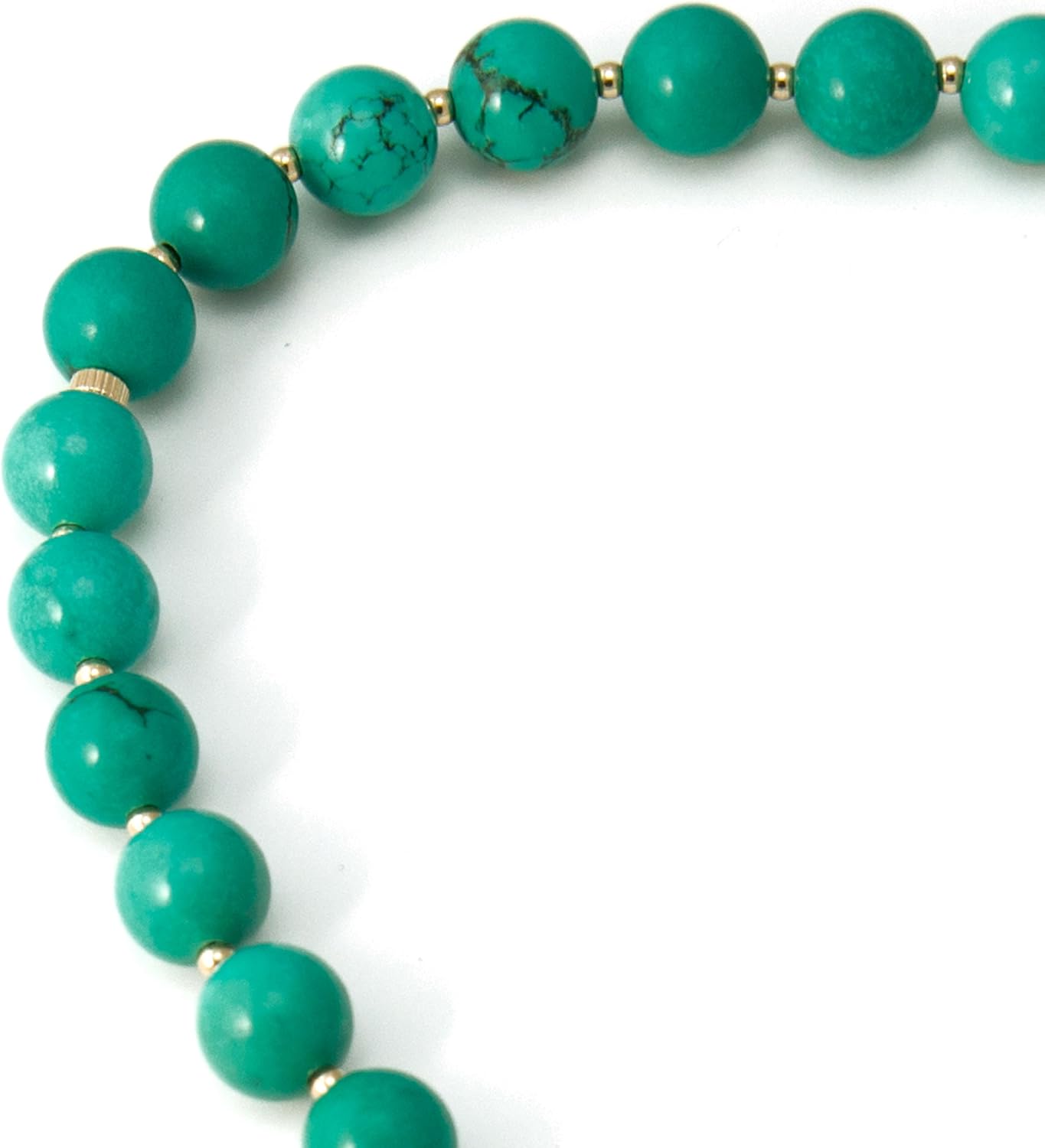 33 Turquoise (Imit) Tasbih Muslim Prayer Beads with Round Nepalese Bead and Gold Filled Beads
