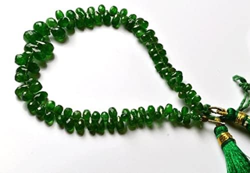 BEADS GEMSTONE 1 Strand Natural 8.5 inches full strands Green Garnet tsavorite Faceted Drop Shape Briolettes beads super 4 to 10.5 MM Code-HIGH-21936