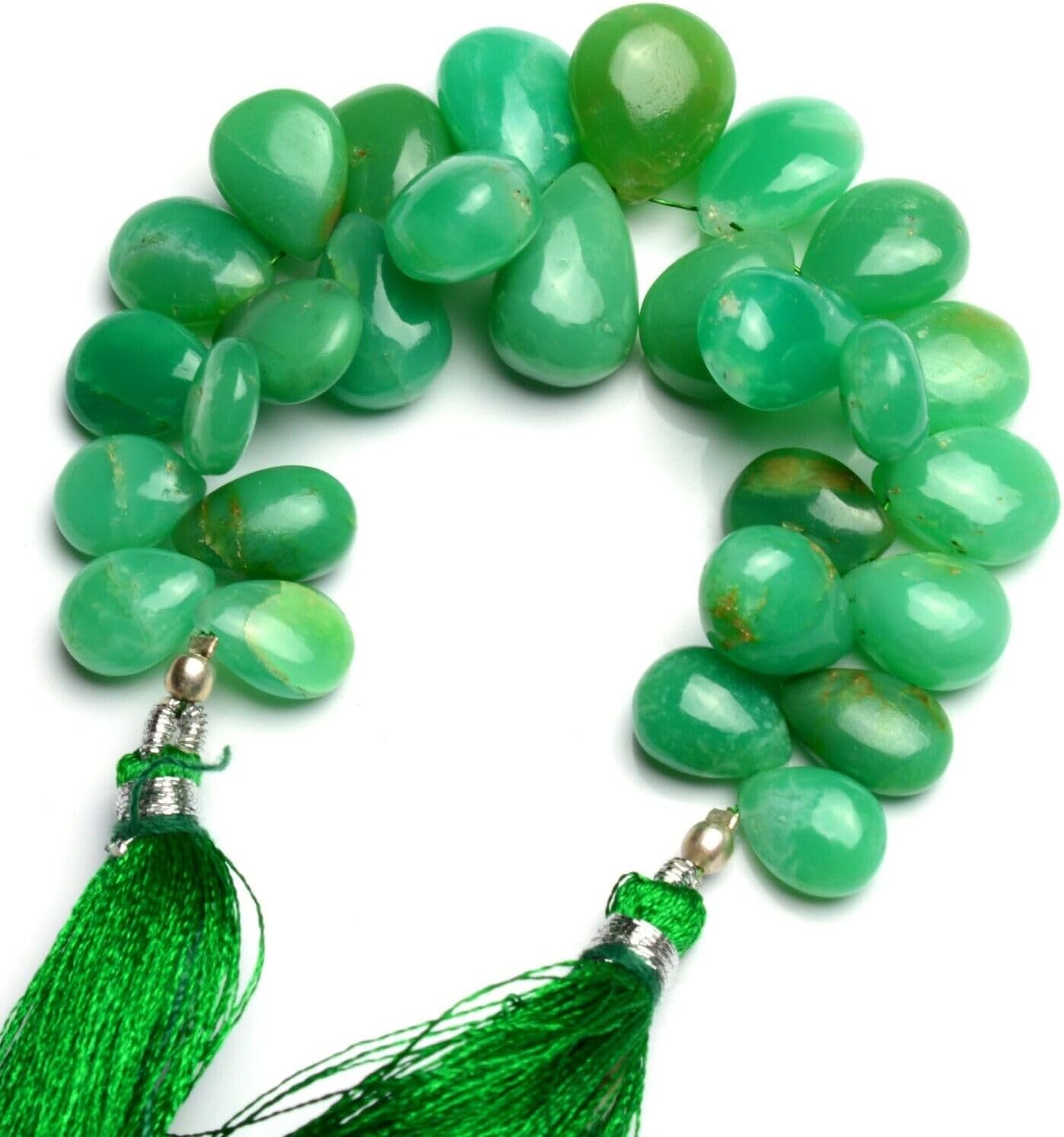 8 inch Strand of Natural Chrysoprase 10x8-13x11mm Pear Smooth briolette Beads for DIY Jewelry Making. |BRIO_02349