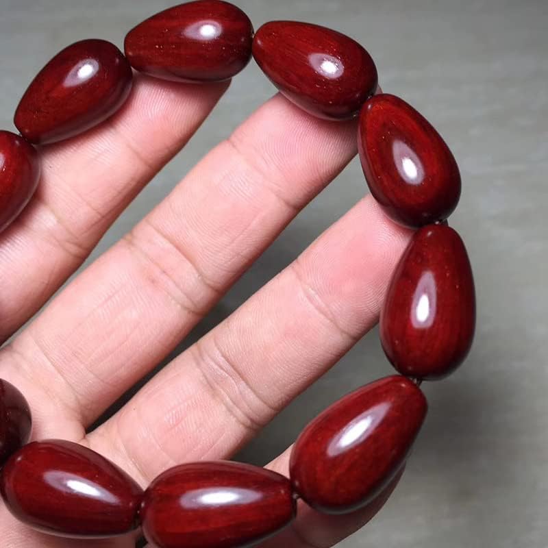 Mascot Wooden Crafts Wood Carving Art Wood Decoration Artwork 小叶紫檀2.0 * 1.2水滴珠佛珠手串高油密酒红底色玻璃底搭配1.5三通(小叶紫檀水滴珠手串)