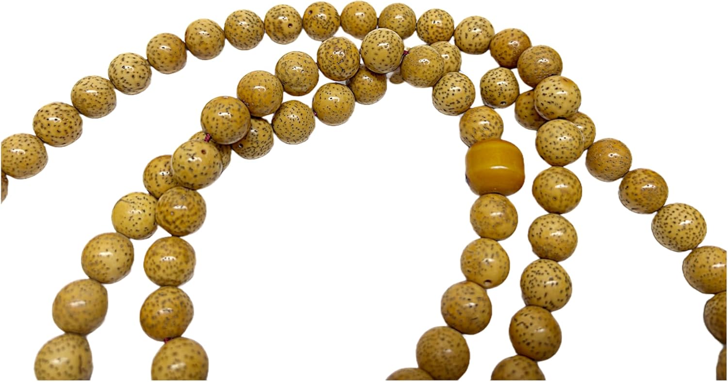 Bodhi Dots Pattern Cream Yellow Color 108 Beads Hand Rosary Praying Chain Aws4692