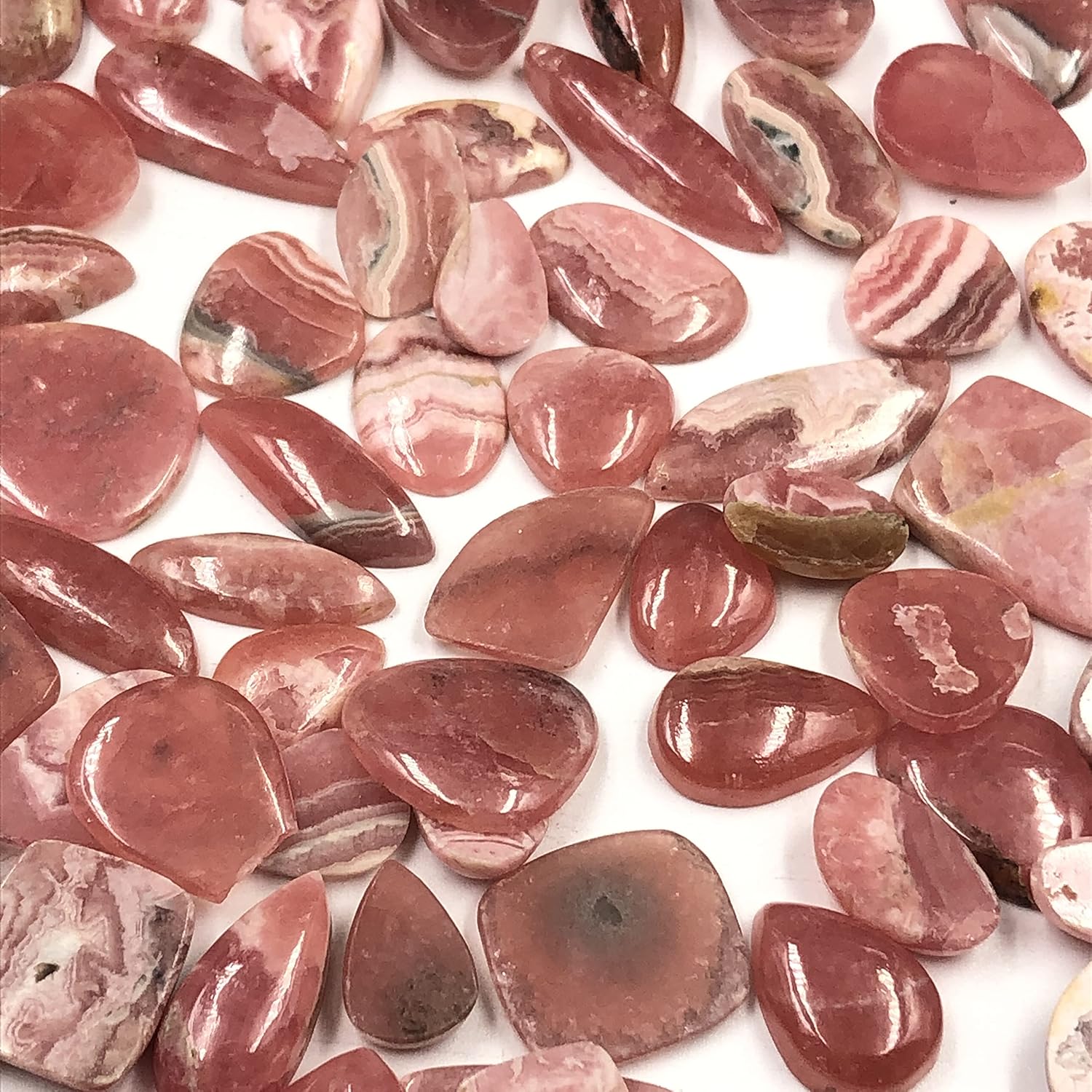 Natural RHODOCHROSITE Gemstone Loose Cabochon Lot For Jewelry Making, Loose Gemstone For Ring, Earring & Pendant Necklace, Jewelry Making Cabochons, Healing Gemstones