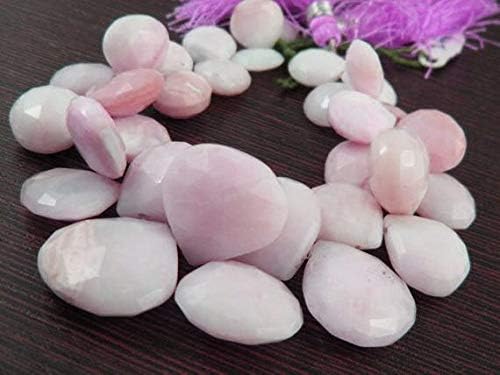 277carat -AAA-Peruvian Pink Opal Faceted Heart Big Briolettes- 8 Inch Long Strand -Stones Measure -12-18mm Code-HIGH-8986
