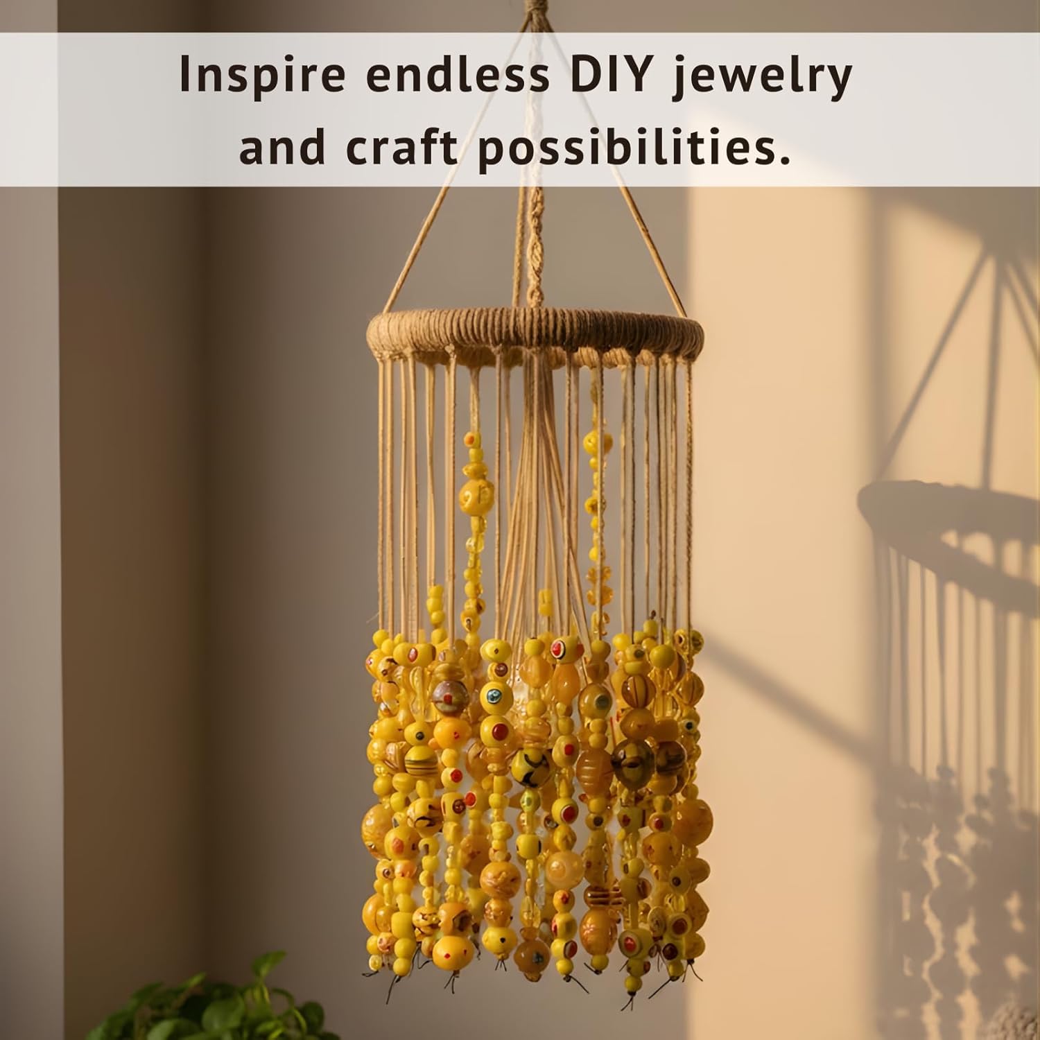 Yellow Lampwork Glass Beads | Artistic Mixed-Shape Spacer Bead Strands for Adult Jewelry Making & Professional Craft Design | 50 Strands of Handmade Glass Craft Beads.