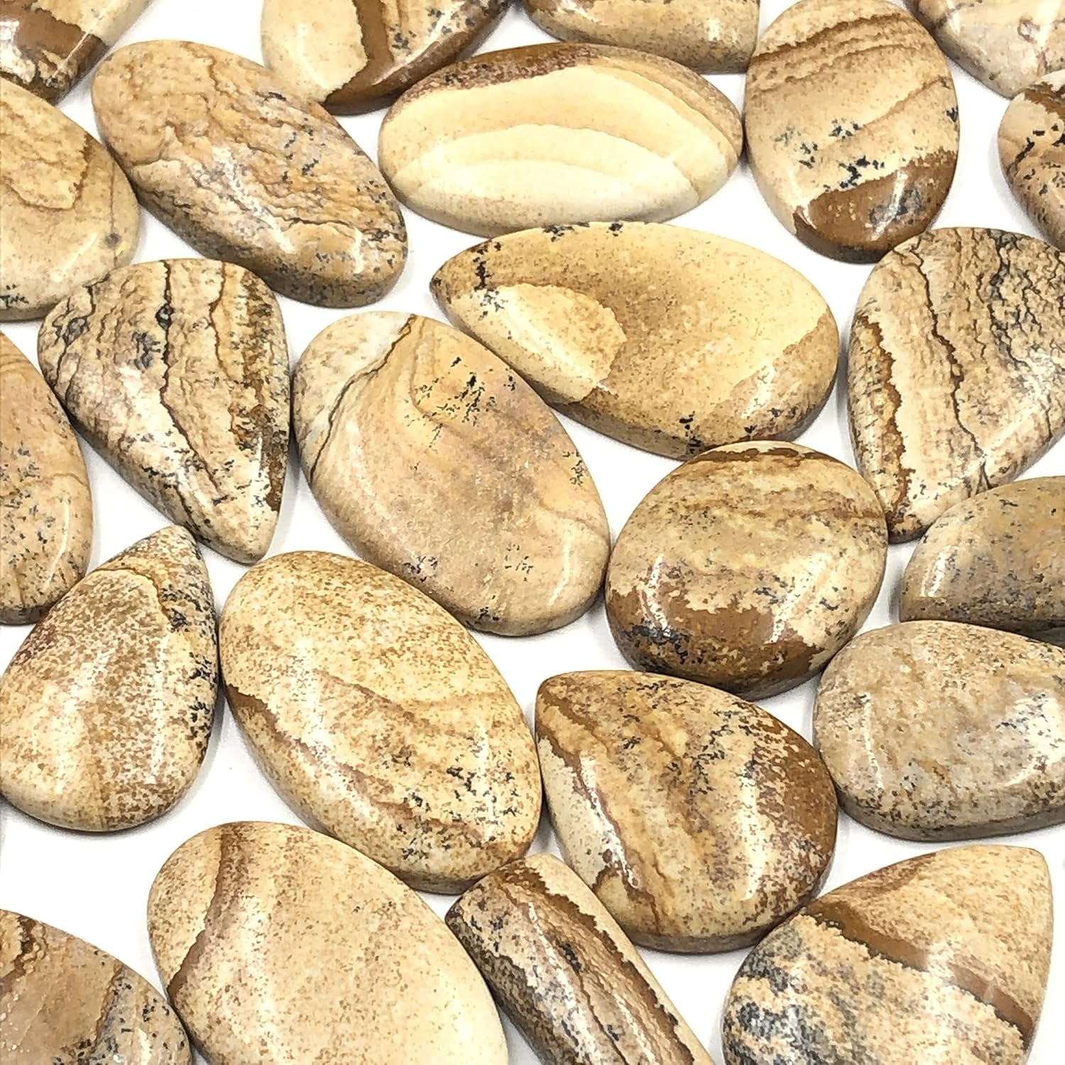 Natural PICTURE JASPER Gemstone Loose Cabochon Lot For Jewelry Making, Loose Gemstone For Ring, Earring & Pendant Necklace, Jewelry Making Cabochons, Healing Gemstones