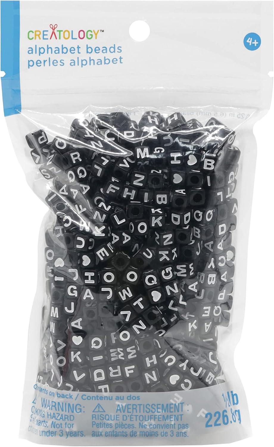 Creatology 12 Pack: 1/2lb. Black Square Alphabet Beads, 6.5mm