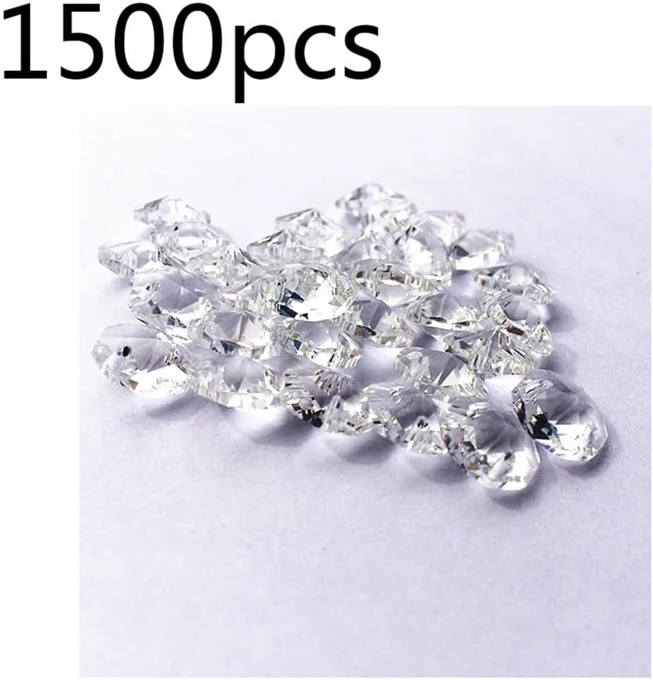 Hanging Crystals Prisms 1500pcs 12mm Octagon Light Beads in 2 Holes Crystal Chandelier Parts for Accessories Hangings Crystals for Decoration