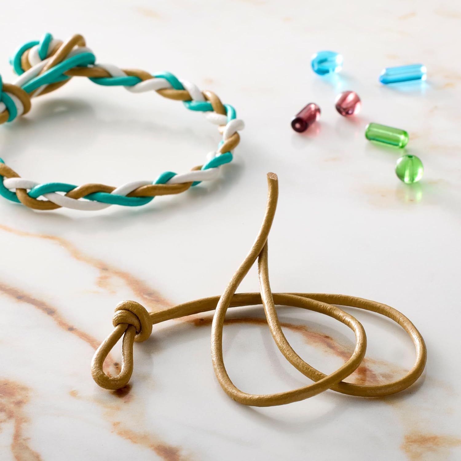 Bead Landing 2mm Tan Round Leather Cord – 8 Yards Per Pack, 96 Yards Total for Jewelry Making, Braiding, Beading & Craft Projects, 12 Pack