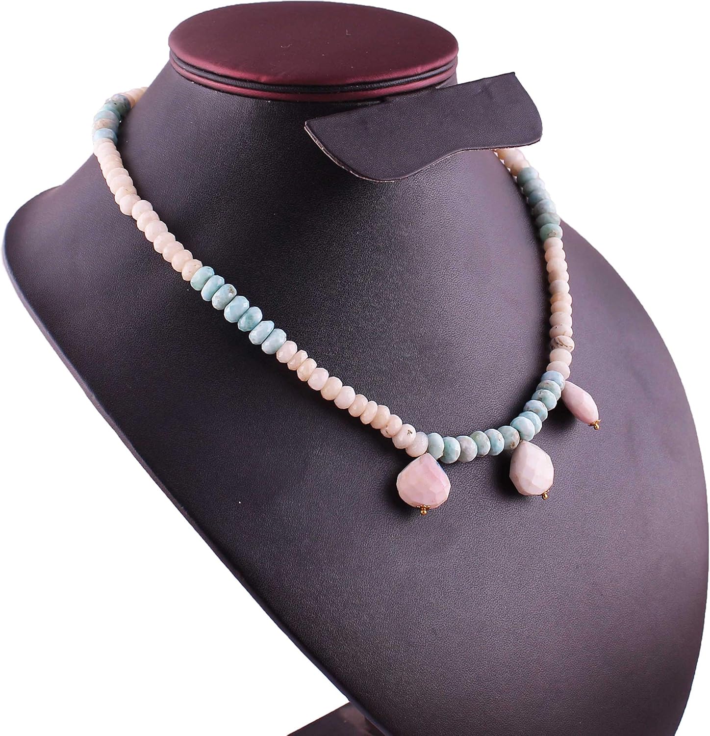 Natural Gemstone larimar Opal Faceted rondelle Beads Necklace for Women | 17 inch Gemstone Necklace|6-7 mm Loose Beads for Jewelry Making | Healing Beads Necklace