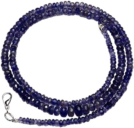 Hand_Crafted 26 Inch Natural Iolite 3-7 mm rondelle Faceted Beads for Jewelry Making -YO-NECK-21315