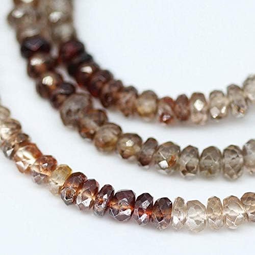 1 strand brown shaded zircon rondelle faceted 4'' long strand gemstone beads, jewelry supplies for jewelry making, bulk beads, for meditation jewellery gemstone 3mm to 4mm