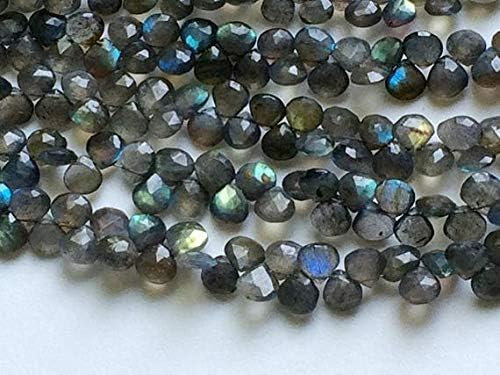 1 Strand Natural Labrarite Faceted Heart Beads, Blue Fire Gemstone, Flashy Blue Heart Beads, 9mm 8 Inch Long Long Code-HIGH-19333