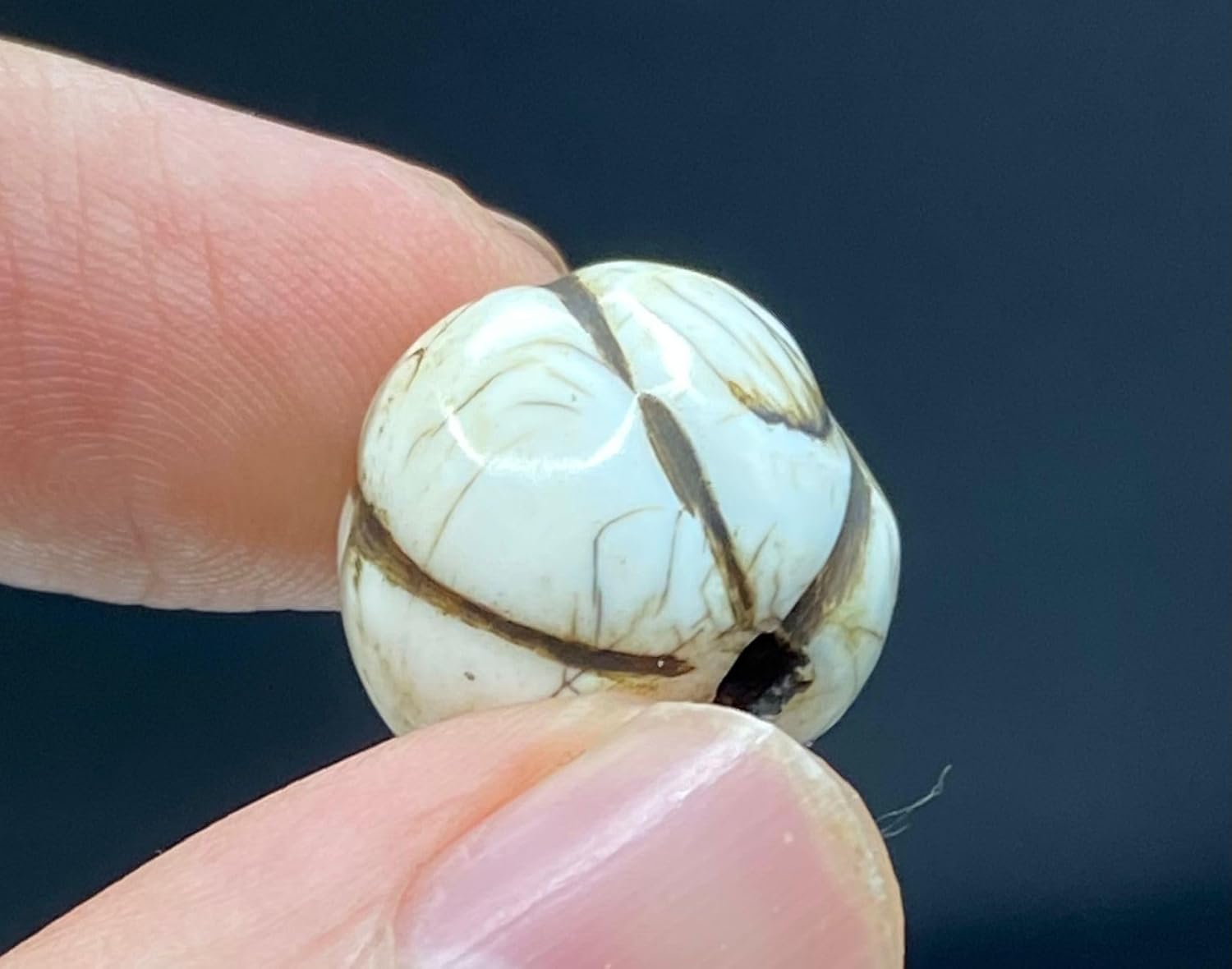 Handcrafted Nepalese Tibetan Natural Shell Pearl Bead with Turquoise 15x17mm –5.98g Round Carved Bead for Jewelry Making, Craft Supplies, DIY Necklace & Bracelet Design,Loose Beads (20)