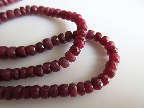 16 Inch strand of natural ruby rondelle shape faceted cut 3-4mm beads for DIY jewelry making. necklace, earring, bracelet crafts.