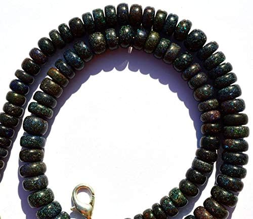 Very Rare Natural Gem Australian Matrix Black Opal Big 7 to 11MM Smooth Rondelle Beads 16.5 Inch Full Strand Finished Necklace Rare Gem