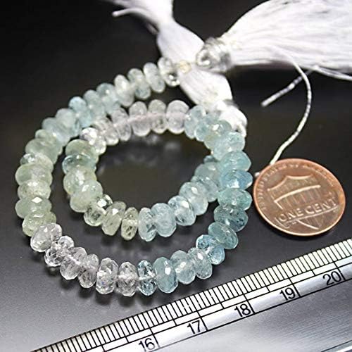 Beads Gemstone Multi Pink Morganite Aquamarine Micro Faceted Loose Rondelle Gemstone Craft Beads Strand 8 Inch Long 6mm 7mm Code-MVG-21220