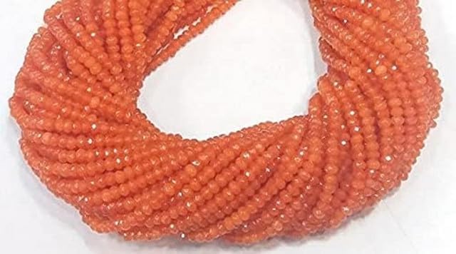 Fanta Carnelian Chalcedony Faceted Rondelle Micro Faceted Beads Measure 3-4mm - 13.5 Inch lot of 25 Strands CHIK-STRD-98004
