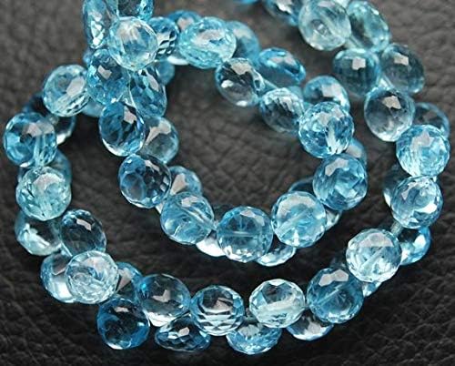10 Pcs of Extremely Beautiful,Super Rare Item,Sky Blue Topaz Micro Faceted Onion Shaped Briolettes,7-8mm Code-HIGH-53795