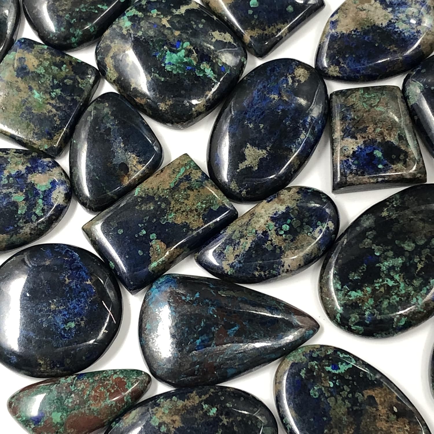 Natural AZURITE MALACHITE Gemstone Loose Cabochon Lot For Jewelry Making, Loose Gemstone For Ring, Earring & Pendant Necklace, Jewelry Making Cabochons, Healing Gemstones