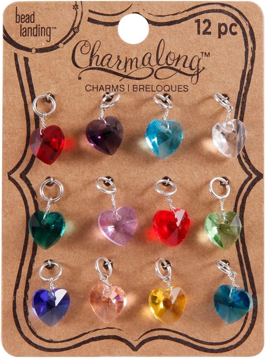 Bead Landing 12 Packs: 12 ct. (144 total) Charmalong™ Multicolored Rhodium Heart Charms