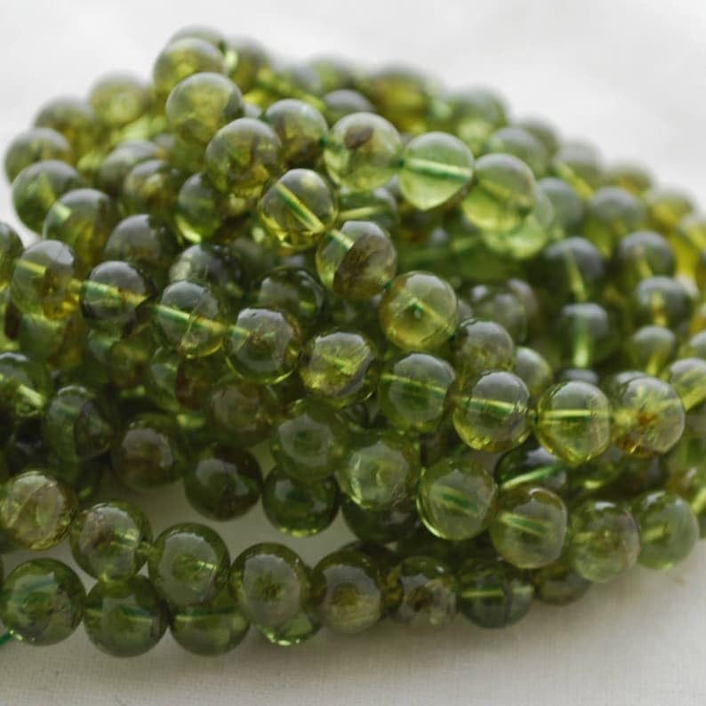 13 inch Strand of Natural gem Peridot, 6mm Round Smooth Beads for DIY Jewelry Making. | Beads_06113, Gren