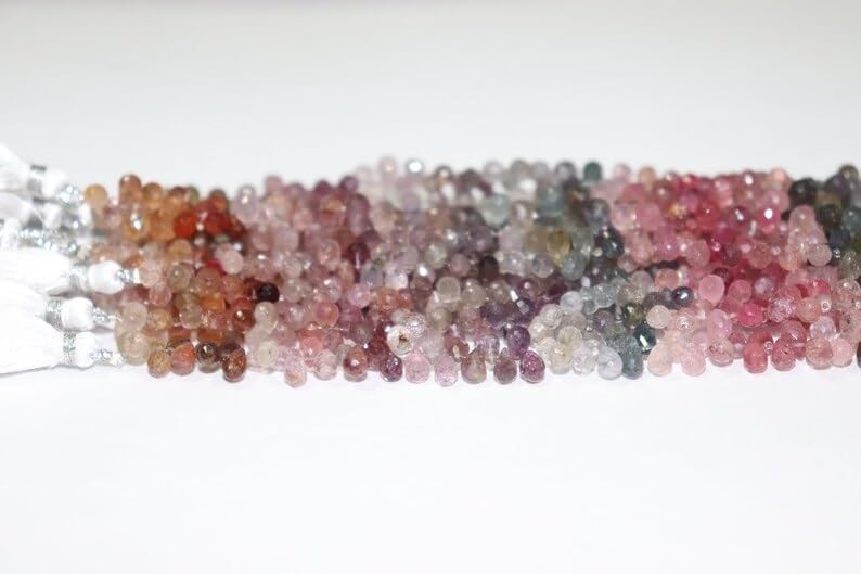 Multi Spinel Faceted Drops Beads 4 * 6mm Multi Spinel Drops Shape Spinel Side Cut Drops Shape Wholesale Beads Lot