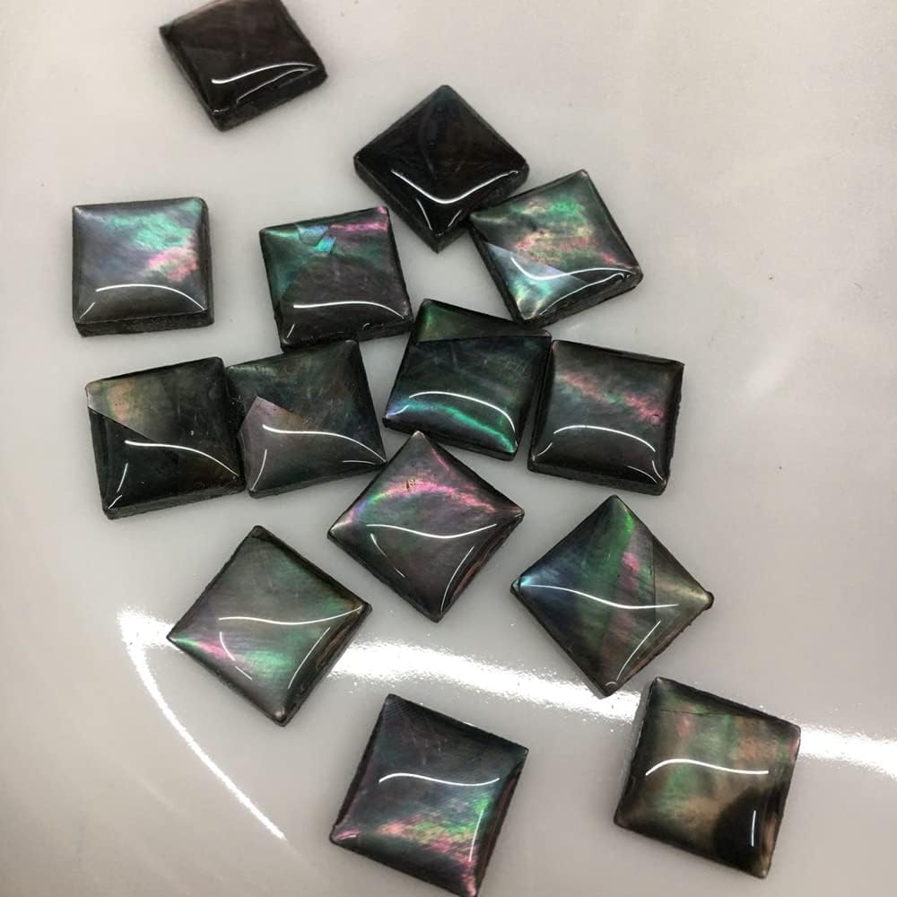 Davitu 100pcs/lot 10mm Natural Square Cabochon Blue Abalone Shell Mother of Pearl Peacock MOP Pearl Shell for DIY Jewelry|Beads| - - (Color: 10mm Square)