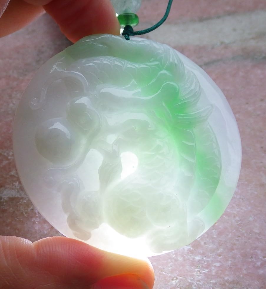 Certified Green Natural A Jade jadeite Pendant Dragon Bead 生意兴隆 686478 AS