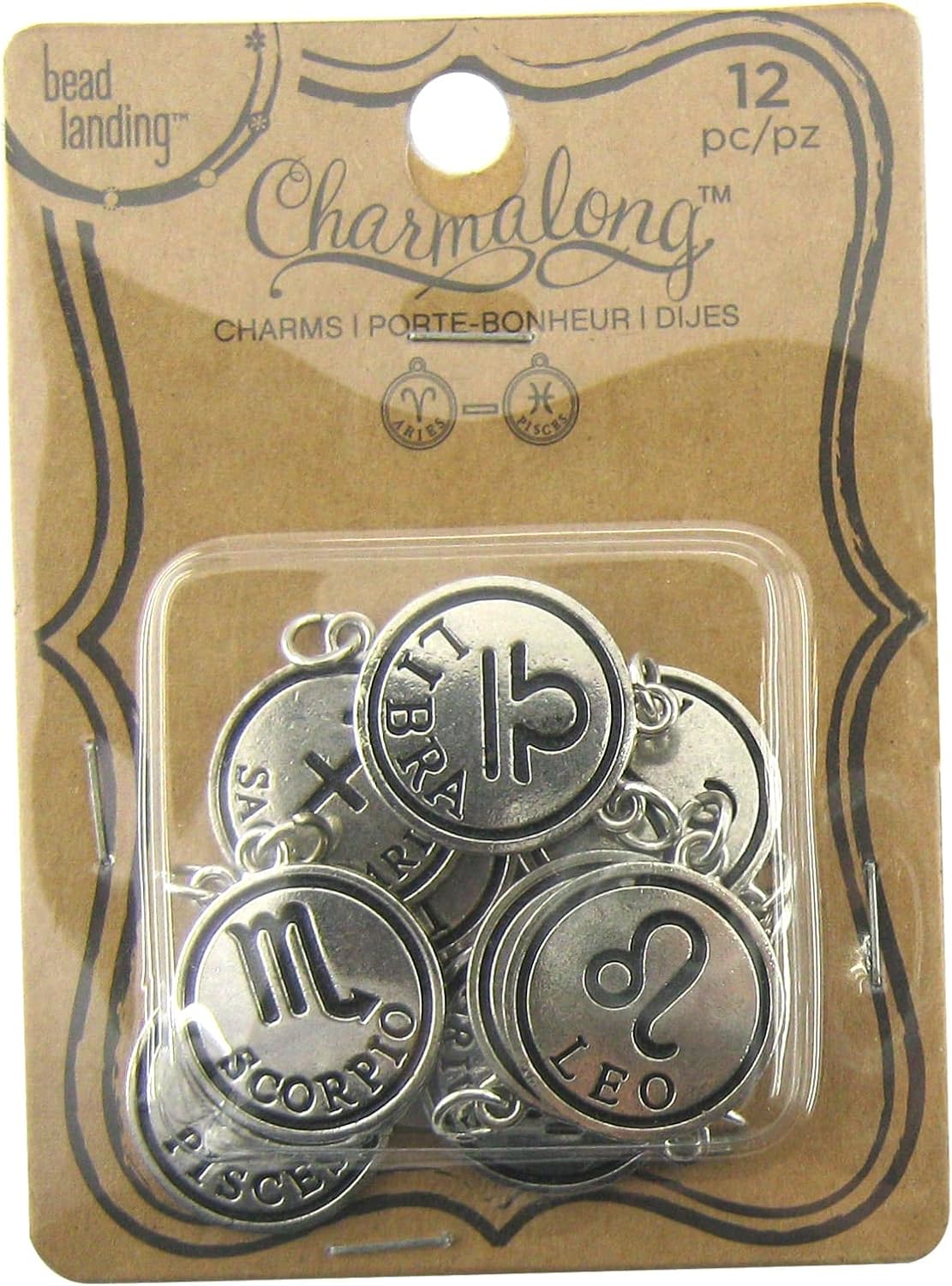 Bead Landing 12 Packs: 12 ct. (144 total) Rhodium-Colored Zodiac Charms