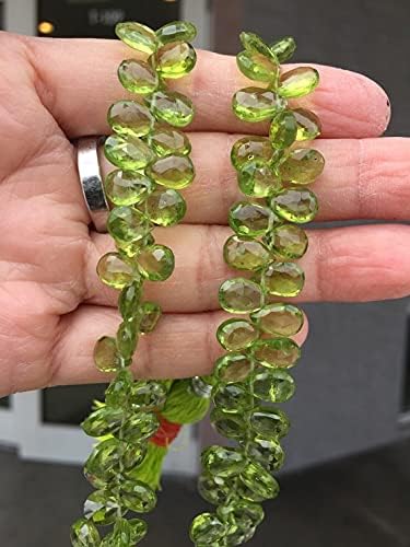 Full Strand 8 inches Natural Peridot Facet pear 6x9-6x10 mm