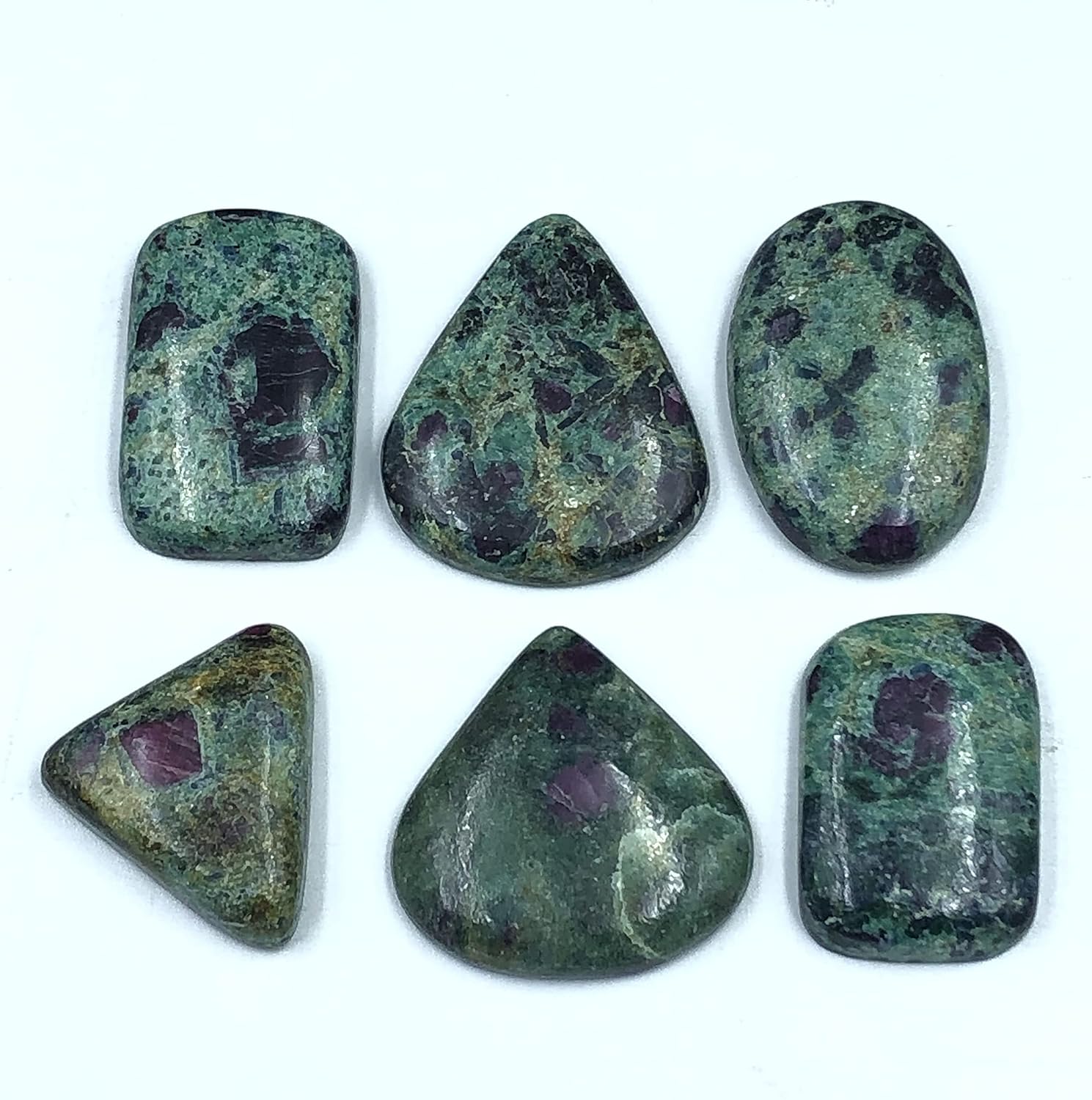 Natural RUBY IN FUCHSITE Gemstone Loose Cabochon Lot For Jewelry Making, Loose Gemstone For Ring, Earring & Pendant Necklace, Jewelry Making Cabochons, Healing Gemstones