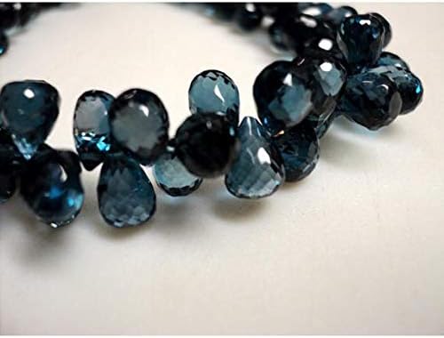 1 Strand Natural Lonn Blue Topaz Beads - Blue Topaz Tear Drop Bead, Faceted Briolette Beads - 6x8mm -6x9mm 4 Inch Long Long Code-HIGH-16539