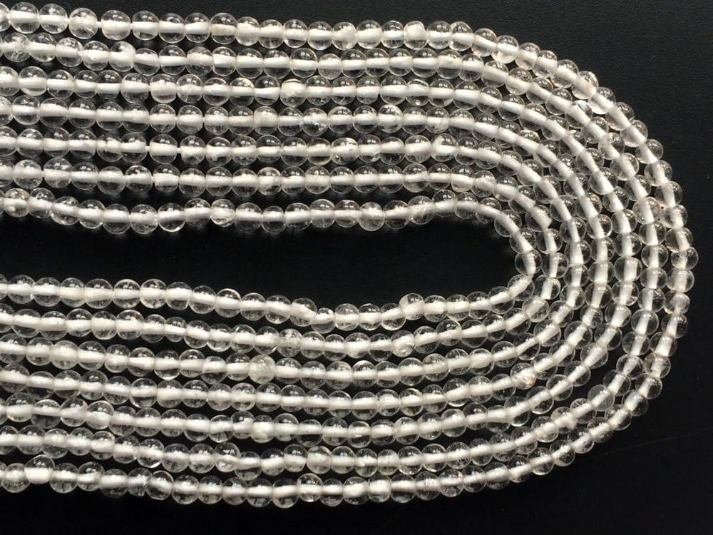 Women's 3 mm Crystal Quartz Plain Round Beads, Crystal Quartz Plain Beads, Clear White Natural Crystal Quartz Balls For Jewelry (1ST To 5ST Options)