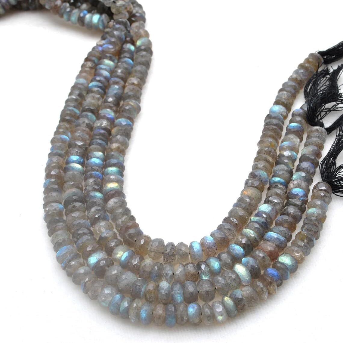 Kanika Creations Labradorite Gemstone Beads – 7-9mm Faceted Rondelle/Tyre Shape, 10.5